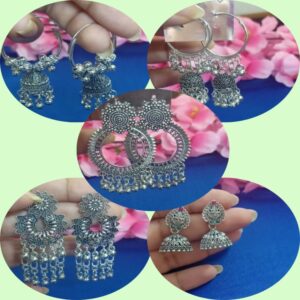 Boho oxidised silver jhumka earrings – Aashikara handmade collection