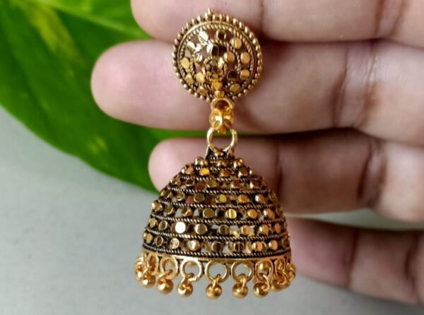 Classic Antique Gold Jhumka Earrings