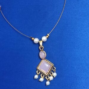 Pastel Pink Stone Pendant Necklace