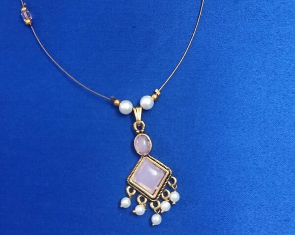 Pastel Pink Stone Pendant Necklace