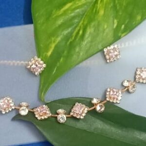 Rose Gold Diamond-Cut Necklace Set pastel pink