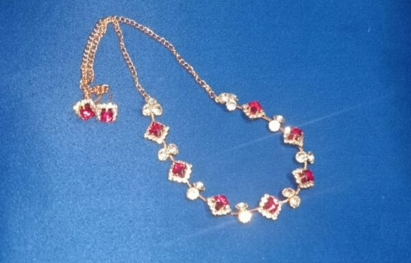 Rose Gold Diamond-Cut Necklace Set red - Image 2