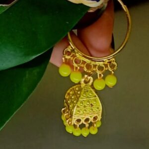 Traditional Hoop Earrings with Beads and Jhumka Drops