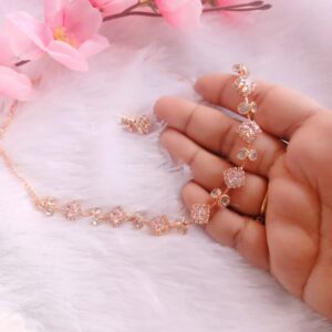 Rose Gold Diamond-Cut Necklace Set pastel pink