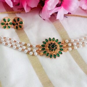 Triple Layer Pearl Choker Set Green